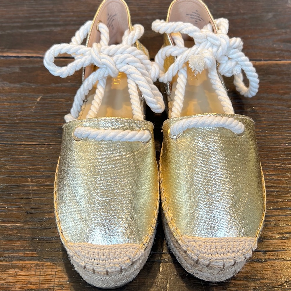 Nine West Gold Espadrilles with White Laces
